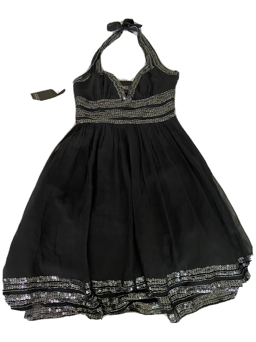 ADRIANNA PAPELL NEW Women's Black Embellished Halter Evening Gown Dress 4  NWT | eBay