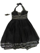 ADRIANNA PAPELL NEW Women's Black Embellished Halter Evening Gown Dress 4 NWT