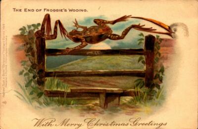 UDB RAPHAEL TUCK & SONS-''CHRISTMAS'' POSTCARD #1723-FROGGIE  A WOOING GO SET BK43