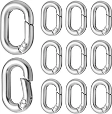 10Pack 1 Inch Small Carabiner Clip Metal Tiny Oval Silver Spring O Rings
