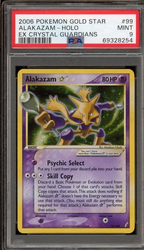 Pokemon Alakazam Gold Star EX Crystal Guardians Holo Rare #99 PSA 9 Mint