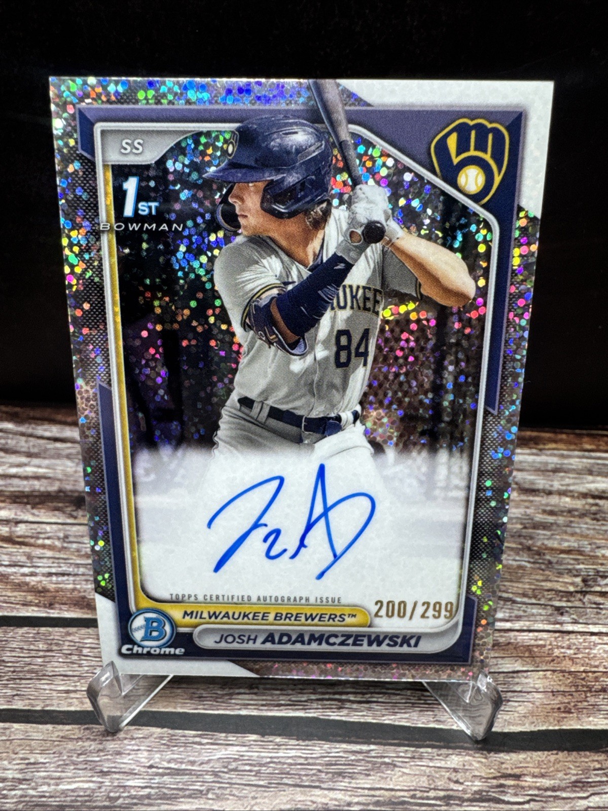 2024 Bowman Chrome Josh Adamczewski Prospect Speckle Auto /299 #CPA-JAI (RC)