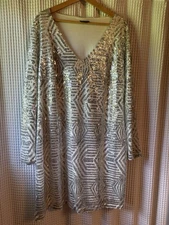 City Chic Women’s Silver Sequined Cocktail Dress, Size 20