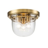 Deckenleuchte Badezimmer IP44 Ø 33Cm Rund In Messing 3X E27 Metall Glas Badlampe