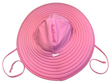 Ruffle Butts Swim Hat Girl 3T-5 Pink Wide Structured Brim UPF 50+ Beach Cruise