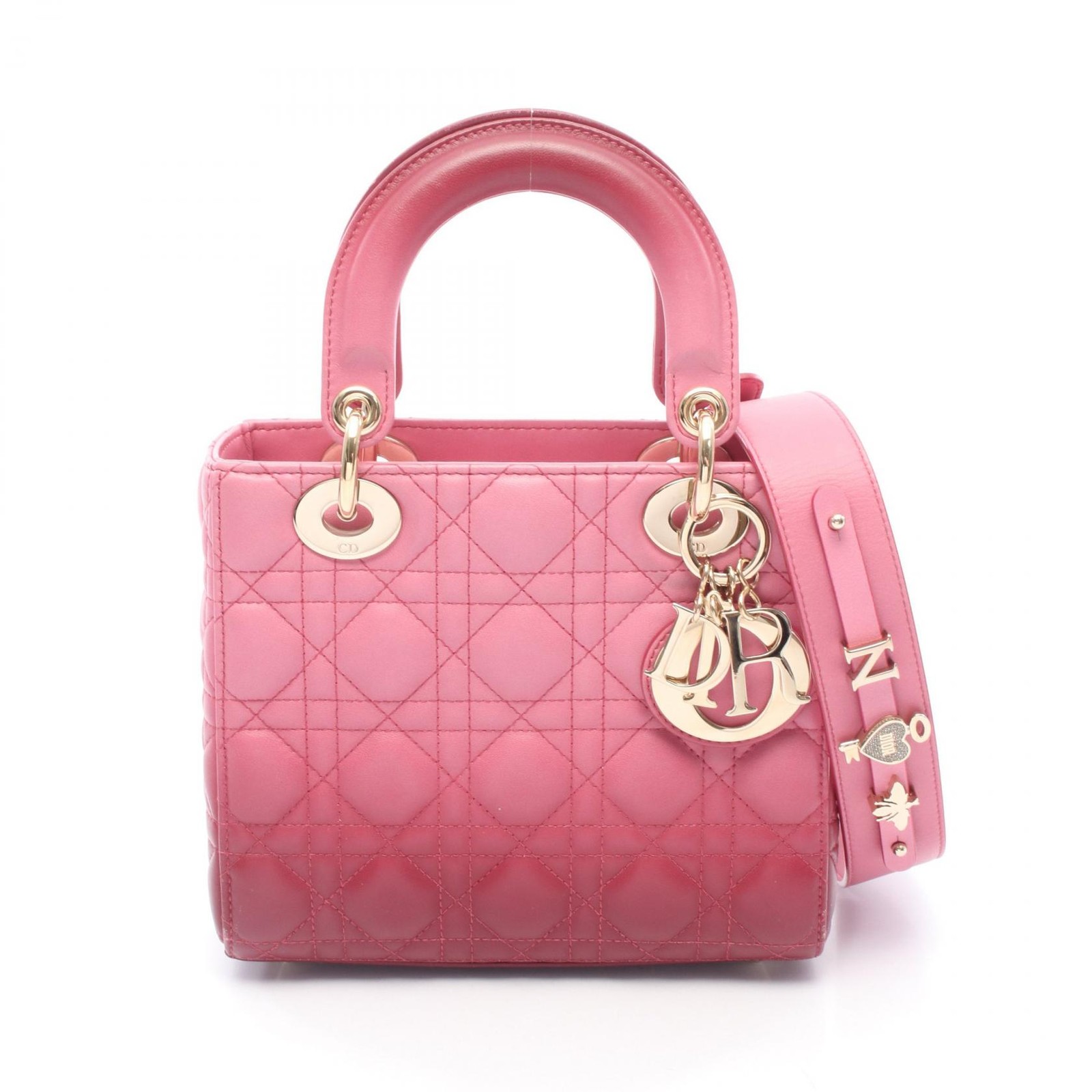 Christian Dior LADY DIOR MY ABCDIOR Lady Cannage Shoulder Handbag leather Pink
