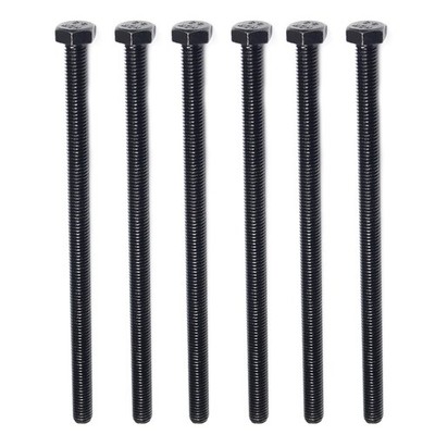 MroMax 6Pcs M8 x 150mm Hex Head Screw Bolt, Carbon Steel x 150mm, Black