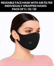 Reusable Black Face Mask with Filter Pocket – Washable Breathable Face Covering
