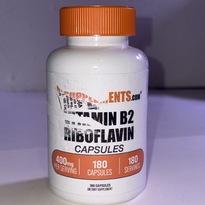 Bulk Supplements Vitamin B2 (Riboflavin) Exp 02/2027 400mg 180ct