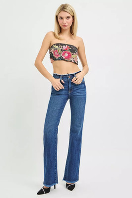RISEN Mid Rise Bootcut Frayed Waistband Hem Detail Jeans PB21475 9/29 NWT
