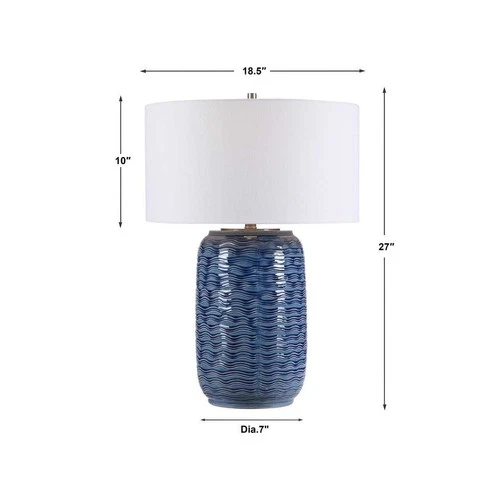 Uttermost 28274-1 Sedna Blue Table Lamp in Blue Ceramic/Brushed Nickel - Picture 6 of 6