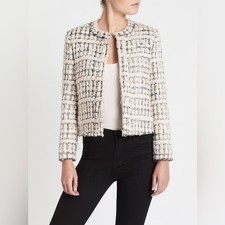 NWT IRO Juliana Metallic Weave Jacket Ecru White Women's Size 42