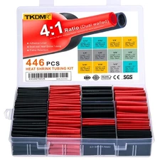 TKDMR 446 Pcs Heat Shrink Tubing Kit - 4:1 Ratio Adhesive Lined, Marine Grade...