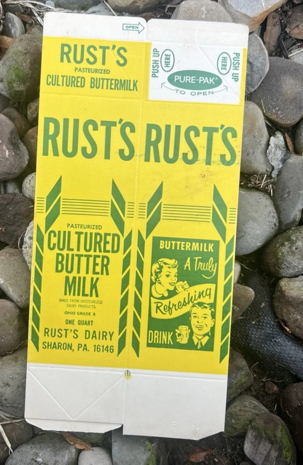 Rusts Dairy Unused Milk Carton Sharon PA Rare Cultured Milk Quart - Image 2 of 2