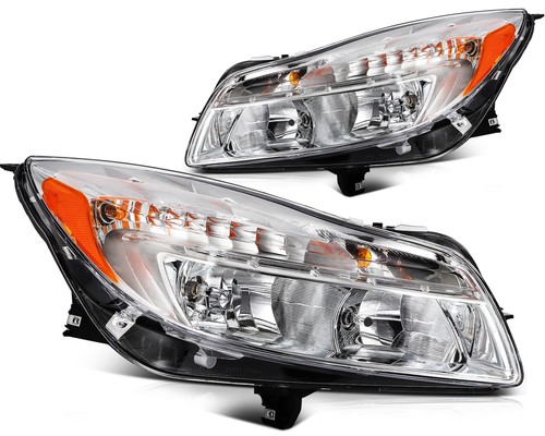 For Buick Regal 2011-2013 Chrome Housing Left+Right Headlights Assembly Pair
