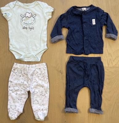 Baby Boy Outfit Blue Shirt Pants Set Clothes 0-3M Bundle 3 Months Pjs Bodysuit