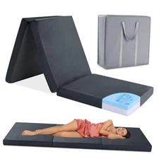  Tri Folding Memory Foam Camping Mattress for Outdoor Sleeping, Portable 