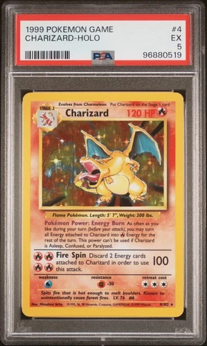 1999 POKEMON BASE SET UNLIMITED #4 CHARIZARD-HOLO PSA 5