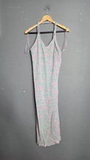 Mint Velvet Pink Mint Floral Crinkle Viscose Maxi Beach Dress Strappy UK 14