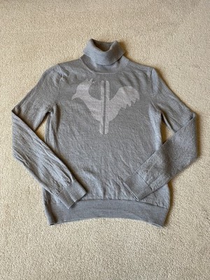 Rossignol Merinowolle Pullover Roll-/Hochkragenpullover Damen S/M Grau Glitzer Logo