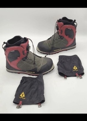 Vasque Radiator Men s Mountaineering Boots Black Red & Gaiters 13 BOA System