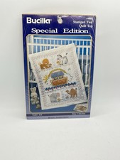 Bucilla Noah  s Ark Stamped Tied Quilt Top 34x42  64005 Special Edition 1993 NEW