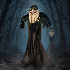 LEADZM 5.7ft Tilted Head Pumpkin Man Red Light Eyes