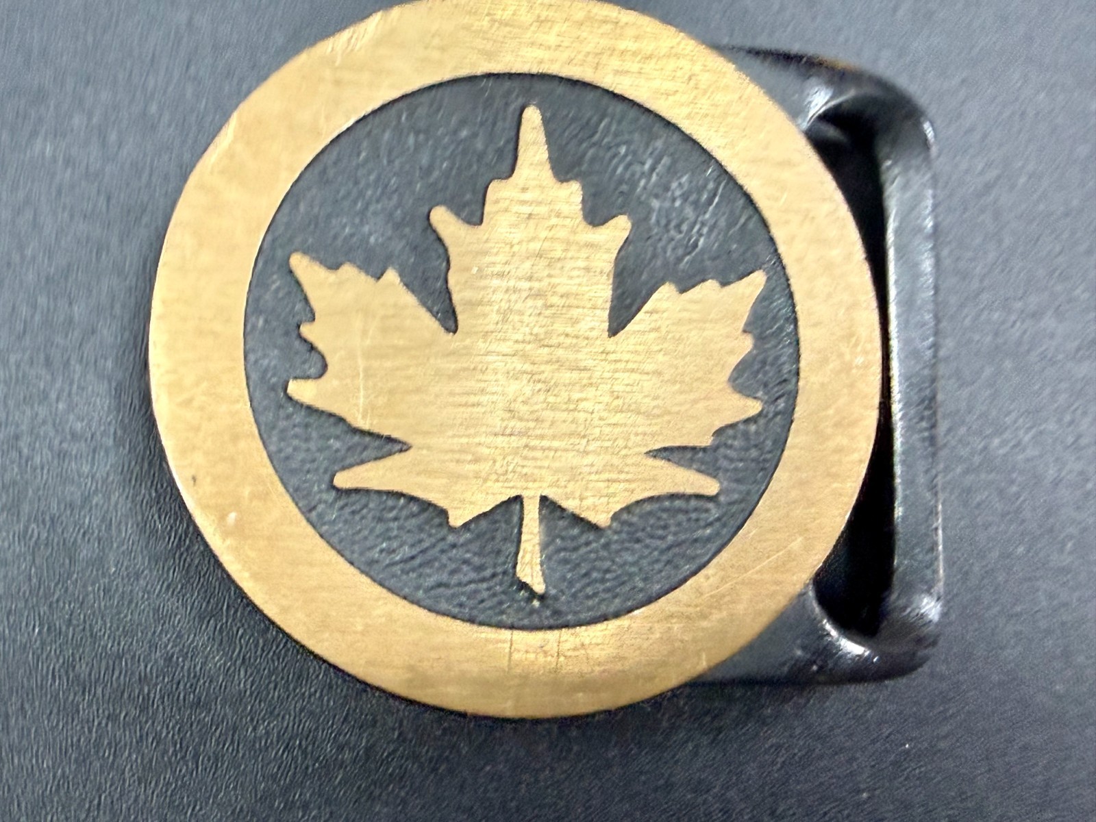 Maple Leaf Solid Brass Vintage 1978 Round Belt Bu… - image 16