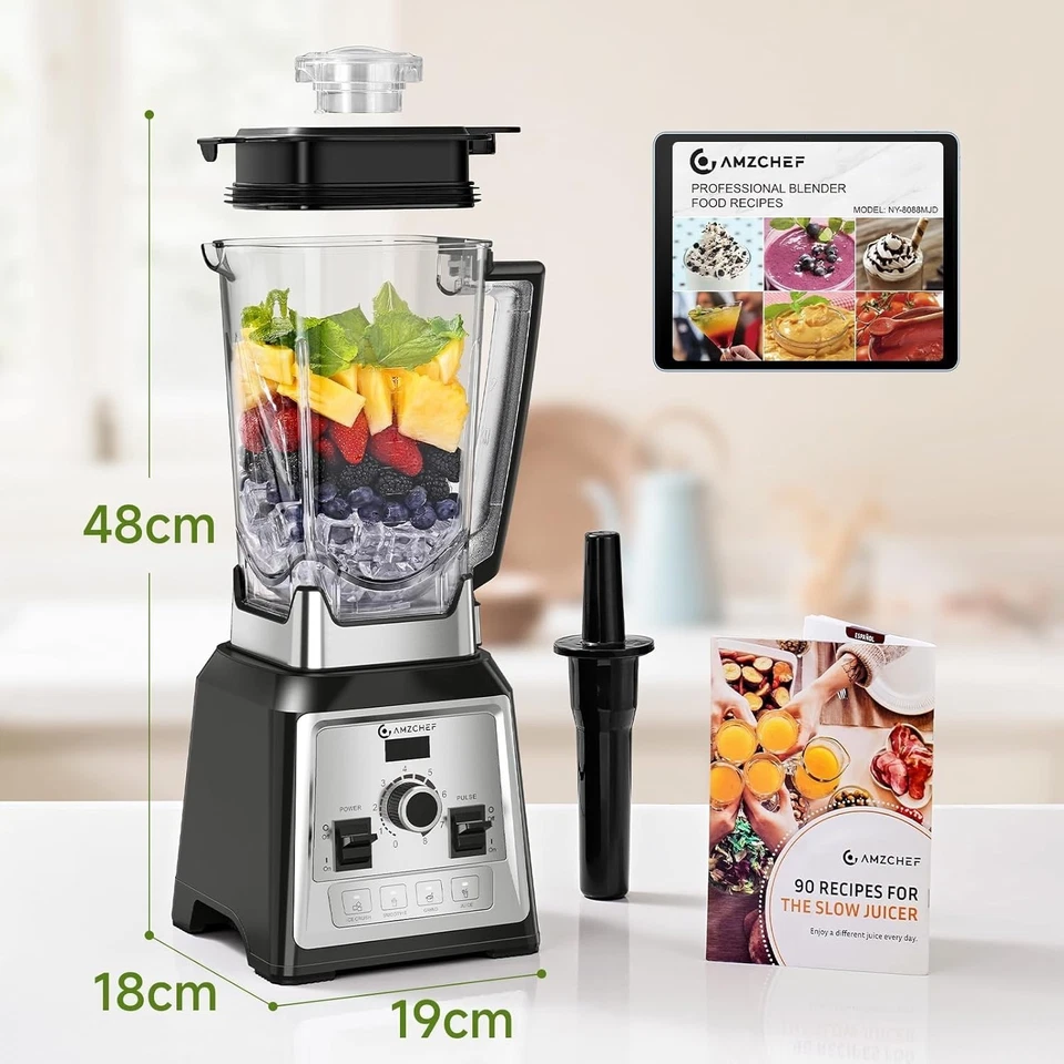 AMZCHEF Standmixer Hochleistungsmixer 2L Mixer Blender mit 8 Geschwindigkeiten - Bild 3 von 4
