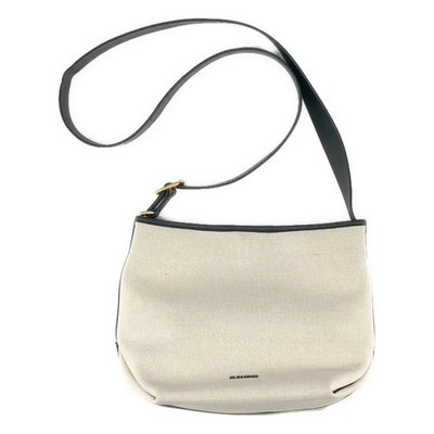 JIL SANDER Folded Tote Small canvas Fold Shoulder Bag S cream-colored Women Used