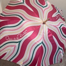 NEW Oscar de la Renta umbrella wooden handle vintage rare Caribbean Canopy NWT