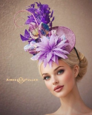Lavender Del Mar Hat Kentucky Derby Fascinator Purple Aqua Royal Ascot Bridal