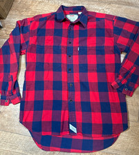 Vintage 90s Levis Mens Flannel Shirt Size S Red Blue Plaid Long Sleeve