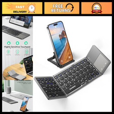 Foldable Bluetooth Keyboard with Touchpad, Ultra Slim Compact Design, Grey
