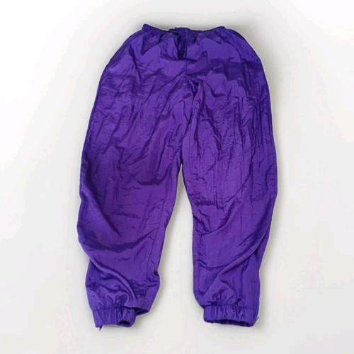 Vintage 90s BOLD SPIRIT Purple Crinkle Track Pants Size S - Unisex Wind Joggers
