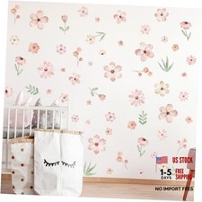 Boho Flower Wall Decals  Pink Watercolor Flower Art  Wildflower Wall