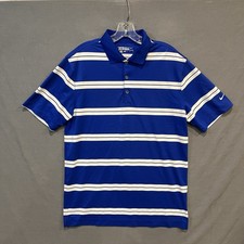 Nike Golf Polo Shirt Men  s M Blue Strips Dri-Fit Tour Performance Breathable