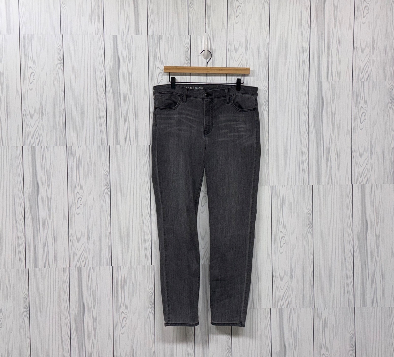 Talbots jeans womens size 12 slim ankle straight gray stretch denim