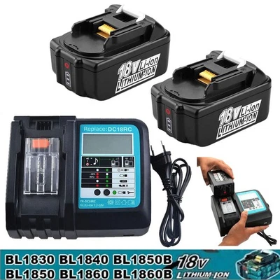 POWER WINGS Akkus für Makita 5Ah 18V BL1850B BL1840 BL1860 BL18 LXT Series DC18RC Ladegerät