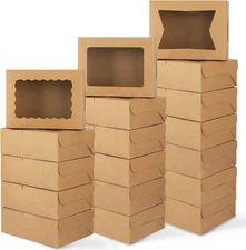 32Pcs Cookie Boxes, 8X6X2.5 Bakery Boxes with Window 3 Styles, for Chocolate Str