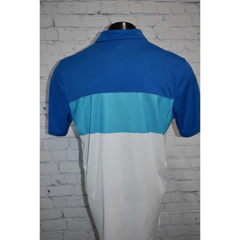 Polo de golf Oakley para hombre talla grande azul blanco rendimiento poliéster  Foto 3 de 4