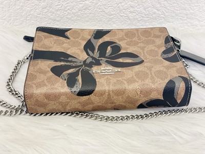 Coach CY746 Slim Crossbody Bag In Signature Canvas With Bow