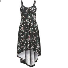 Women 3X High-Low Boho Dress Dark Florals Plus Size Stretch Soft Homecoming NEW