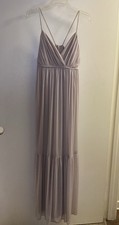 David  s Bridal Womens Maxi Bridesmaid Tank Dress Taupe Lavender Size 8 Bust 34  