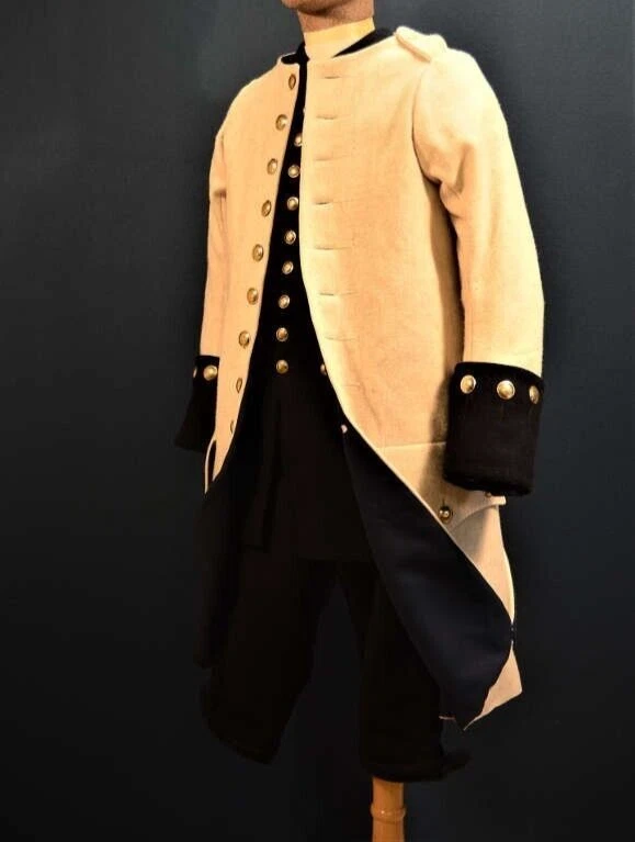 OFF WHITE Uniforme marina francese nuova con polsini bianco sporco cappotto lana