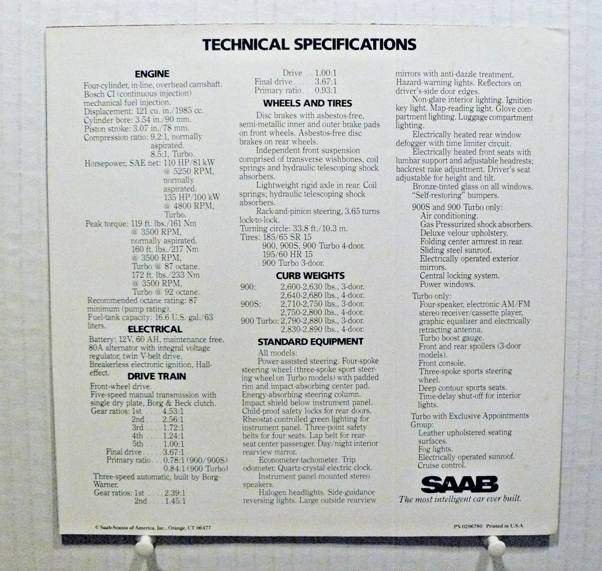 1984 SAAB Turbo 900s Dealer Sales Brochure Poster | eBay