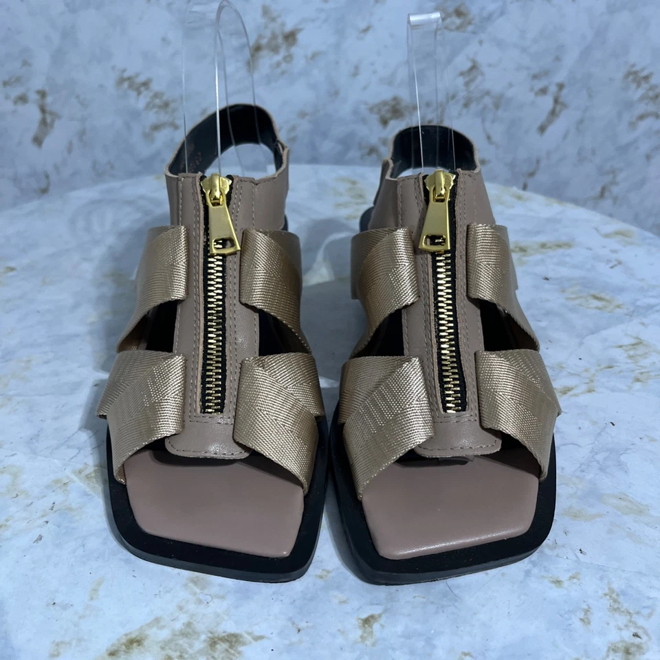 Sandalias de moda All Black 38 para mujer talla 7,5 M marrón negro con cremallera y tiras Foto 3 de 4