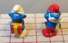 Vintage Smurf Wind Up Toy Lot Of 2 Galoob Peyo Toys 1982