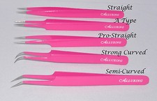 Eyelash Extension Magenta Straight or Curved Tweezers - Pick your set of 2