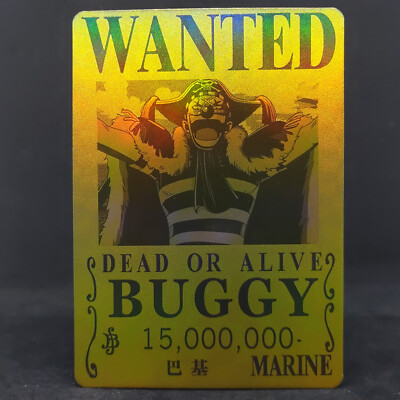 One Piece Captain Buggy Wanted Dead or Alive Poster Holo Gold Foil